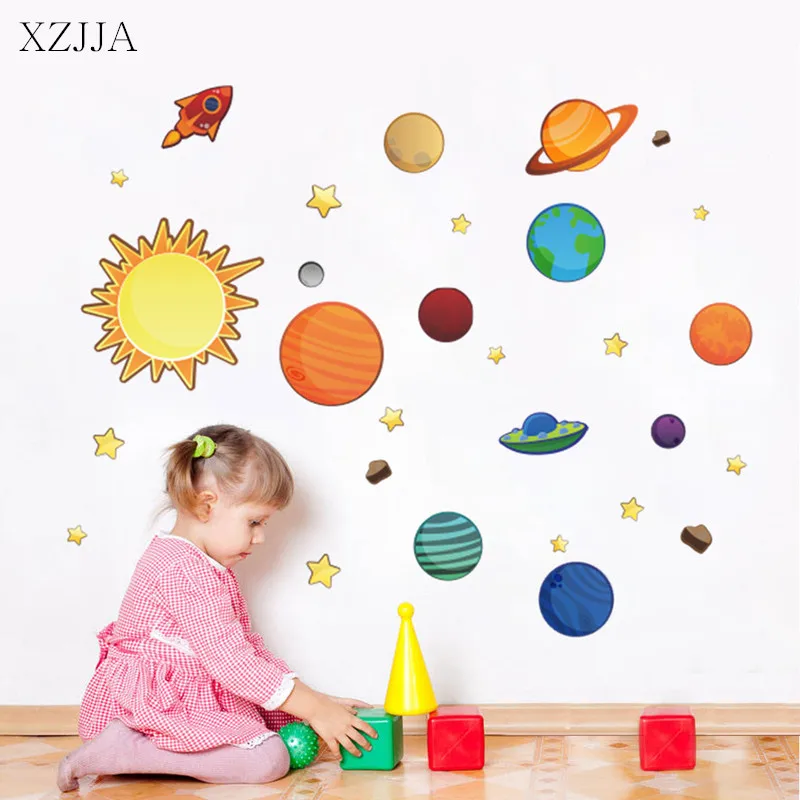 Solar System Wall Stickers For Nursery Baby Bedroom DIY Cartoon