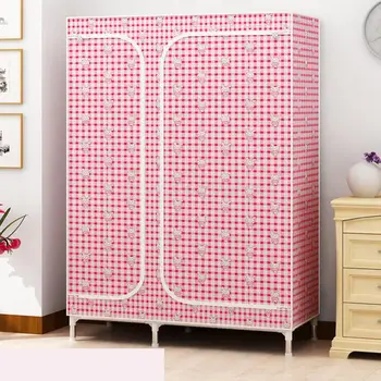 

Large fully enclosed zipper simple wardrobe steel frame cloth wardrobe steel tube bold reinforcement double storage hanger