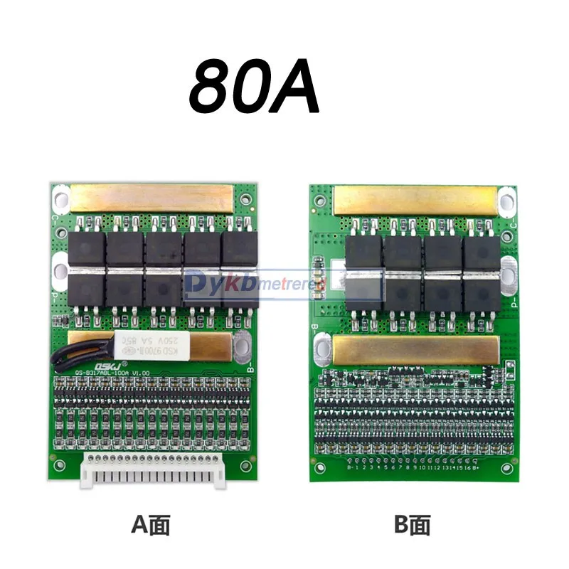 Защитная плата для литий ионных батарей от 6S до 17S 50A 80A 120A с балансом BMS LiFePO4 24 В 36 48