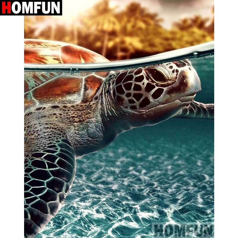 

HOMFUN Full Square/Round Drill 5D DIY Diamond Painting "Animal sea turtle" Embroidery Cross Stitch 5D Home Decor Gift A17844