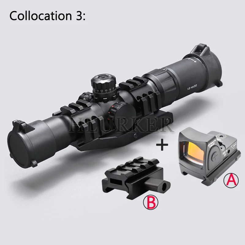 Hlurker Тактический 1,5-4x30 охотничий оптический прицел RMR Регулируемый Красный точечный прицел Зрительная труба для винтовки