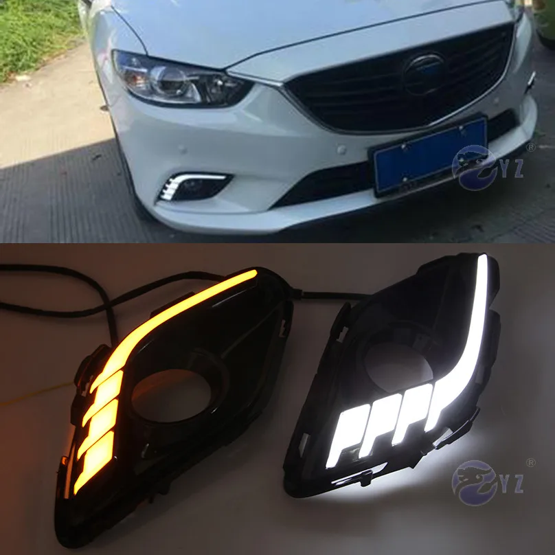 Автомобильный мигающий 1 комплект DRL для Mazda 6 Mazda 6 Atenza 2013 светодиодный DRL дневные ходовые огни Дневной светильник противотуманный светильник