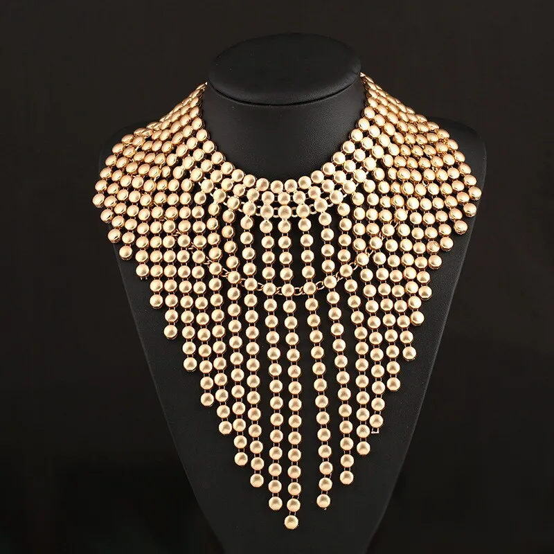 Fashion Brand nigerian beads necklaces gold Handmade Long necklace