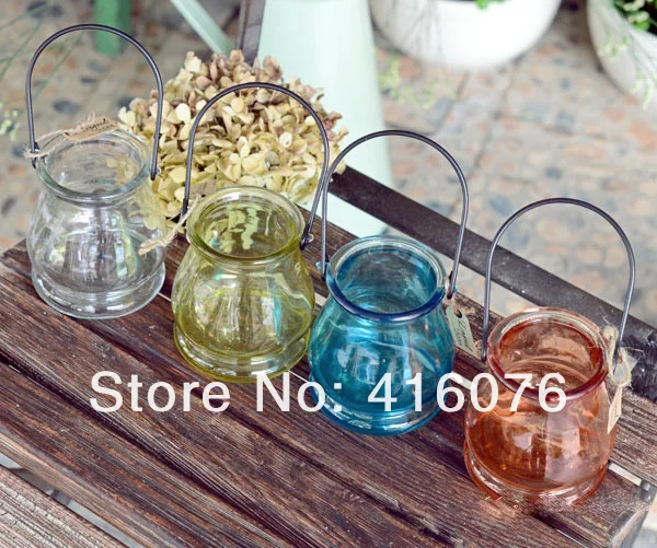 Подвесная красочная стеклянная ваза для цветов, ваза стеклянная бутылка гидропонный контейнер подсвечник, декоративные изделия 7 цветов! F1009