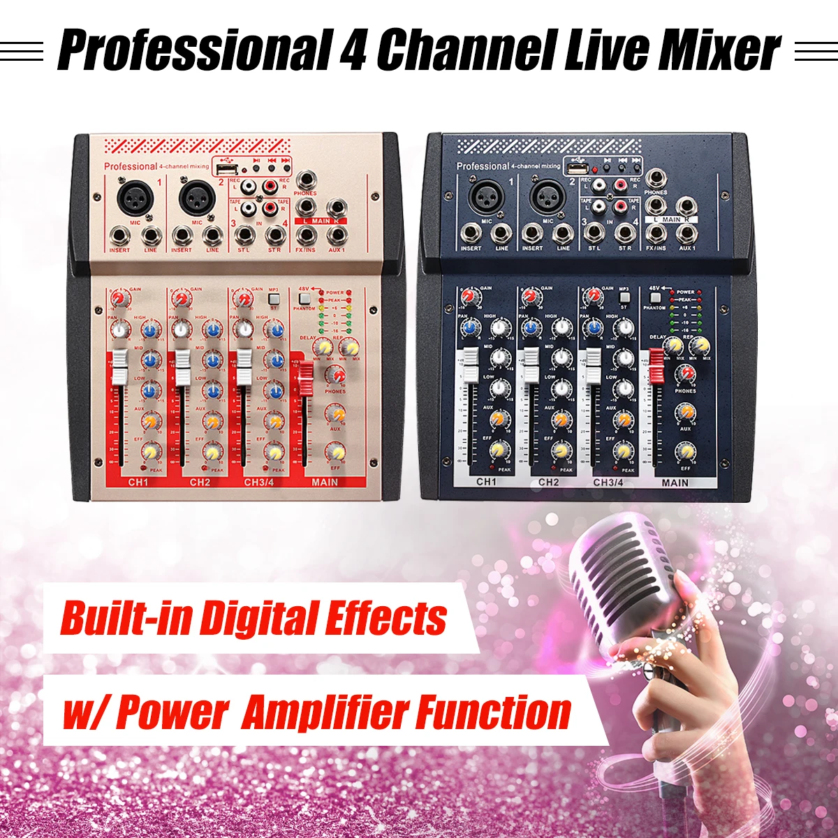 Buy 4 Channel Professional Live Studio Audio Mixer DJ