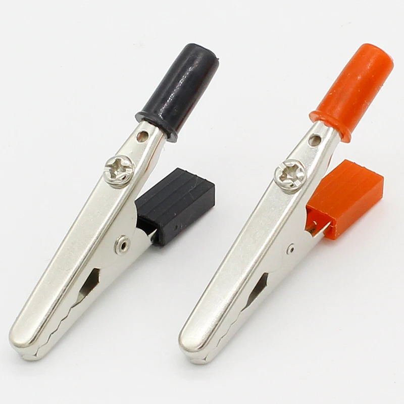 10 pcs 50mm Plastic Handle Test Probe Metal Alligator Clips
