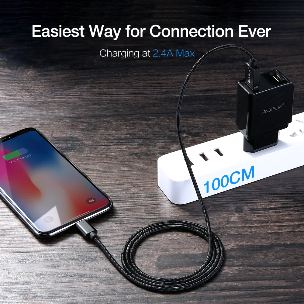 Магнитный кабель RAXFLY для iPhone X XS Max 2.4A Быстрая зарядка Магнитный usb кабель для зарядки Micro type c провод для samsung Galaxy s10