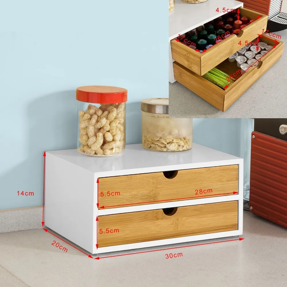 SoBuy FRG180-WN ، ماكينة القهوة حامل و مضخة قهوة كبسولة أكياس حامل الصندوق المنظم مع 2 الأدراج SoBuy FRG180-WN ، ماكينة القهوة حامل و مضخة قهوة كبسولة أكياس حامل الصندوق المنظم مع 2 الأدراج