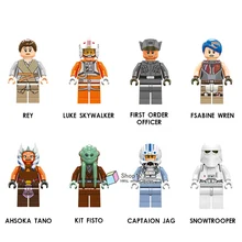 100 шт./лот Rey Ahsoka Tano комплект Fisto Luke Skywalker Sabine Wren Snowtrooper строительные блоки детские игрушки