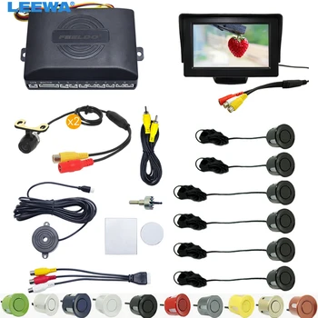 

LEEWA Car 4.3" LCD Monitor + 6-Sensor Parking Sensor + 2pcs Mini CCD Camera Dual Visual Rearview Video Parking System #CA1012