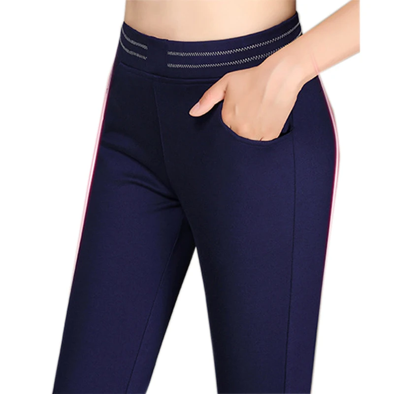 

Large size 6XL 2018 Winter Women Casual Pants Slim High Waist Stretch Pencil Pants Female Trousers plus Size Black Blue Wine