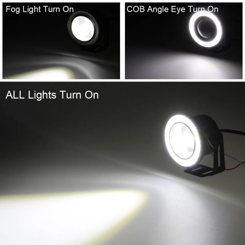 Hot 2pcs/lot Universal 3.5 Inch 89mm Led COB Fog Light Car Auto Angel Eyes With Lens DC12V 24V Any Can Use BE|angel eyes|car autofog light |