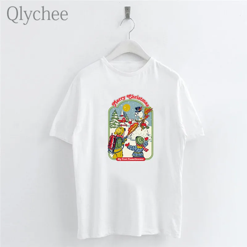 Qlychee Devil/женская футболка с рисунком из мультфильма, футболка с круглым вырезом и надписью, Повседневная модная простая белая футболка с