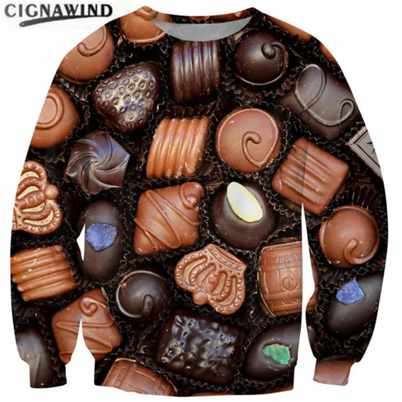 

New Funny Hoodie Chocolates 3D Print Men/Women Sweatshirt for Effect Food Long Sleeve Pullovers casual Streetwear unisex tops