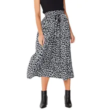 Boho леопардовая юбка с принтом женская летняя облегающая юбка с высокой талией Женская юбка миди леопардовая уличная Корейская стильная