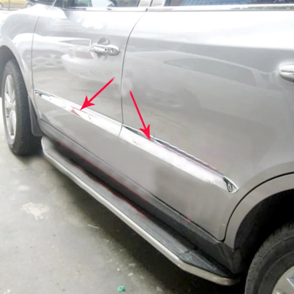 

Fit For Hyundai Santafe Santa Fe 2010-2012 Car Styling Exterior Side Door Body Molding Line Cover Trim Protector Decoration 4Pcs