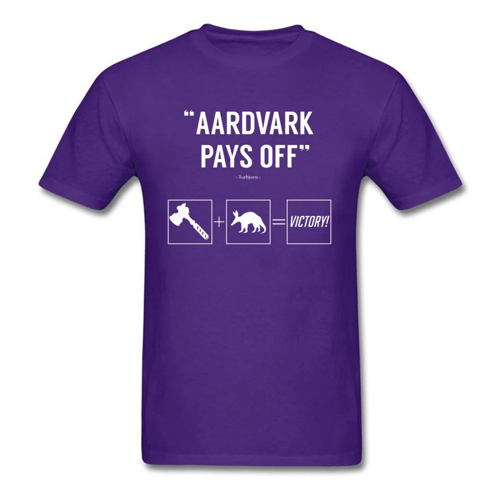 Aardvark pays off Torbjorn 14024 Short Sleeve T Shirt NEW YEAR DAY Crewneck 100% Cotton Men's T-Shirt Cool Tee-Shirt Fashion Aardvark pays off Torbjorn 14024 purple