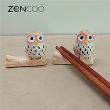 

Cartoon Ceramic Table Decoration of Owl Chopsticks Rest, Creative Chopstick Rack Frame Tableware Gift