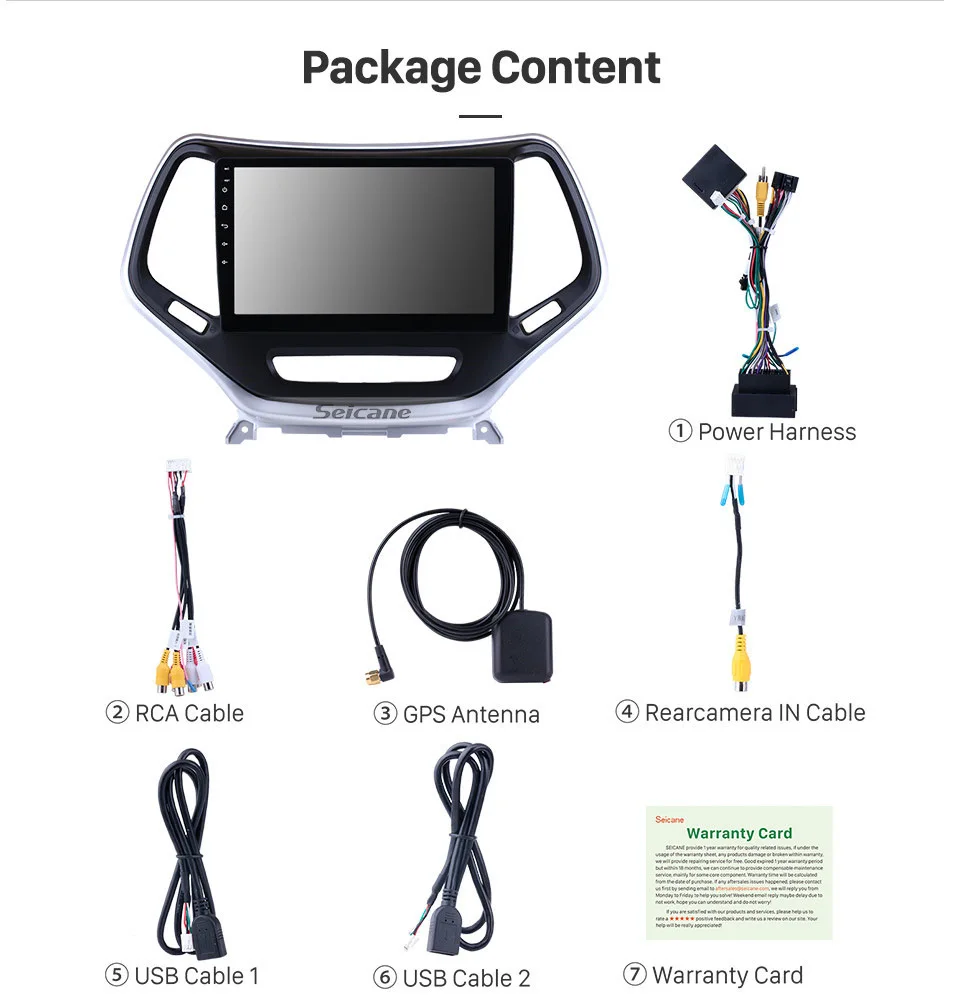 Clearance Seicane 10.1" GPS 2 Din Touchscreen Android 8.1 Stereo Player Vehicle Radio For 2016 Jeep Grand Cherokee Head Unit Backup camera 19