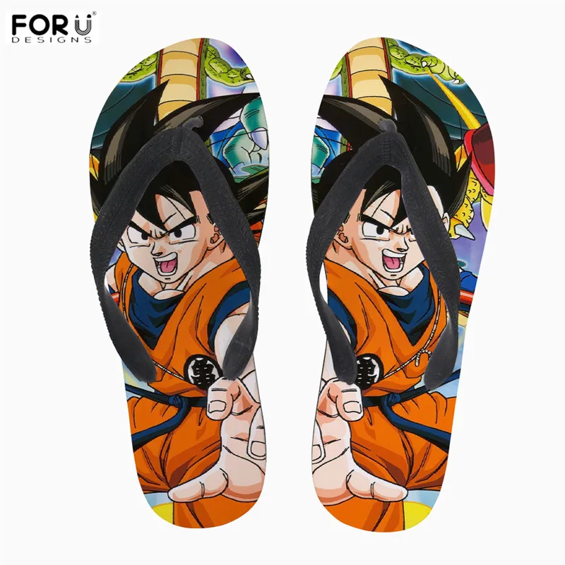 FORUDESIGNS Soft Rubber Slippers Dragon Ball Print font b Anime b font Style Men Summer Flip