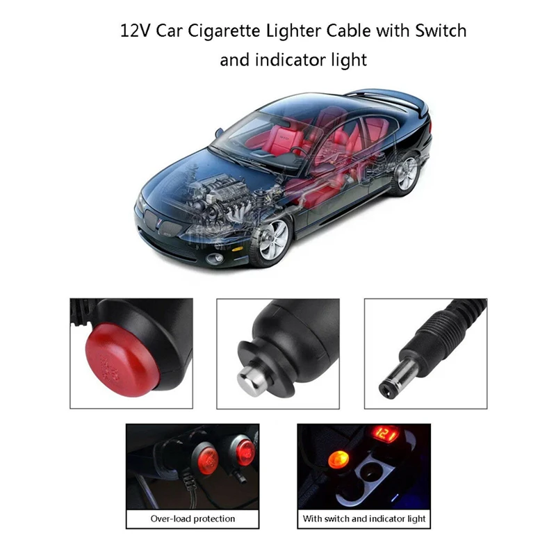 YuanTing DC 5,5x2,1 мм 12V~ 24V адаптер питания для прикуривателя кабель зарядного устройства с кнопкой переключения для автомобиля грузовика автобуса Ван лодки