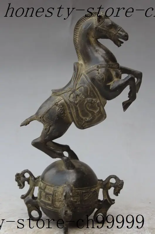 

Crafts statue Auspicious china fengshui bronze horse Ball dragon beast Art Sculpture statue halloween