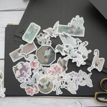 

38pcs Red-crowned crane Style Paper Sticker Scrapbooking DIY Gift Packing Label Decoration Tag Party Decoration