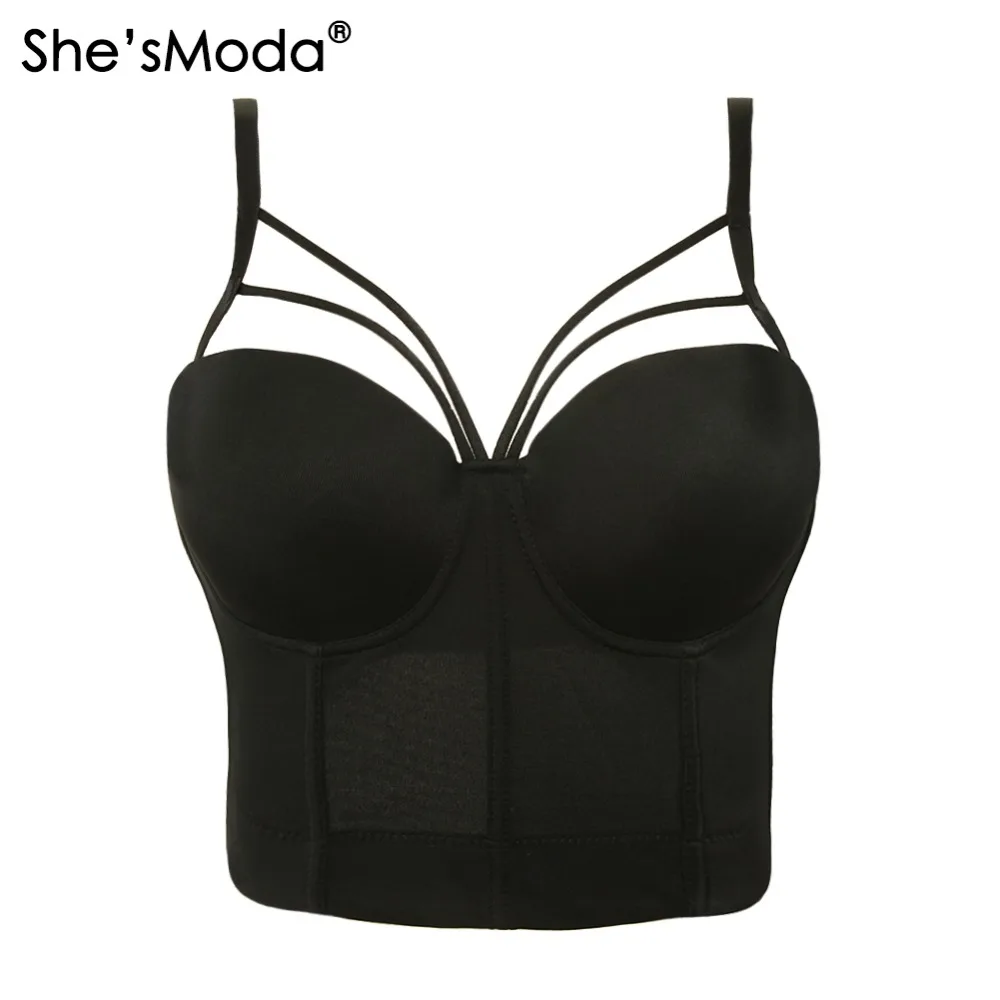 

She'sModa Basic Smooth Cut Cross Spandex Push Up Bralet Women's Bustier Bra Cropped Top Vest Plus Size