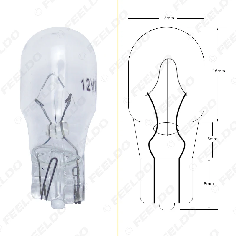 FEELDO 10 шт. теплый белый автомобиль T13 Клин 12 в 10 Вт галогенная лампа внешняя галогенная лампа замена приборной панели лампочка светильник# FD-1309