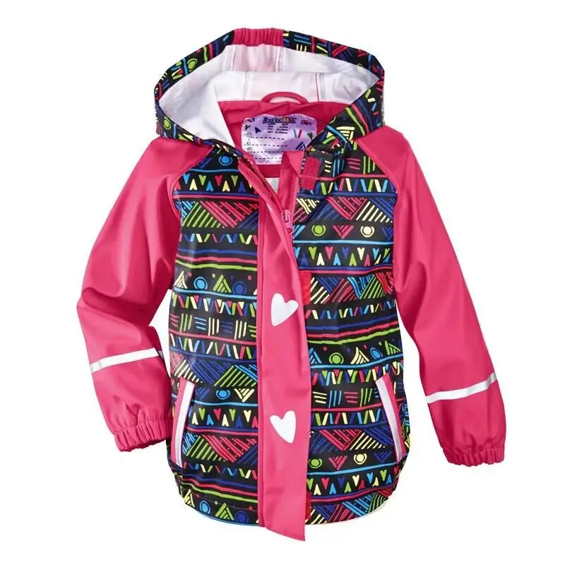 

2018 Spring Children Outerwear Raincoat Poncho Boys PU Leather Waterproof Windproof Breathable Jackets Coat for Girls