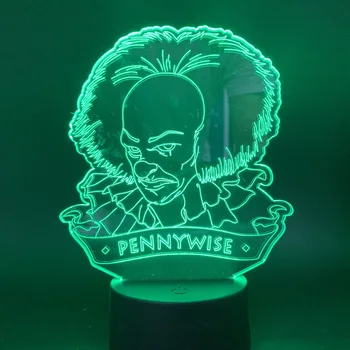 

3d Led Night Light Movie It Chapter One Pennywise Figure for Office Room Decor Usb Battery Powered Halloween Horror Table Lamp