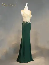 Robe De Soiree Длинное Зеленое Вечернее платье Русалка Вечерние Элегантные vestido de festa длинное выпускное платье 2018 с разрезом