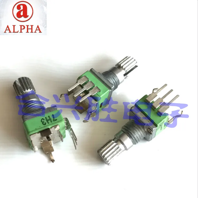 ALPHA 수직 회전 정밀 전위차계, 단일 A10K 볼륨 전위차계, 축 길이 15mm, 9mm, 3 개