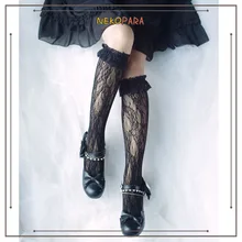 Популярные универсальные женские кружевные носки в стиле Лолиты, хорошие эластичные носки до щиколотки, носки средней длины, носки для Бобби, цвет белый и черный