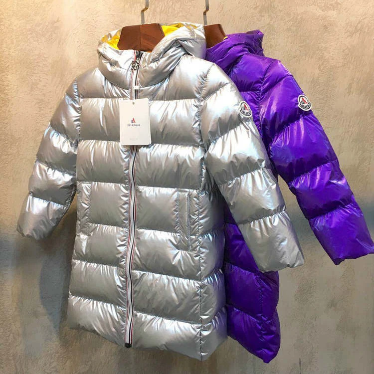 

Boys Down Jacket Girls Winter Down Jacket Kids Solid White Duck Down Long Coat Children Hooded Thick Down Jacket