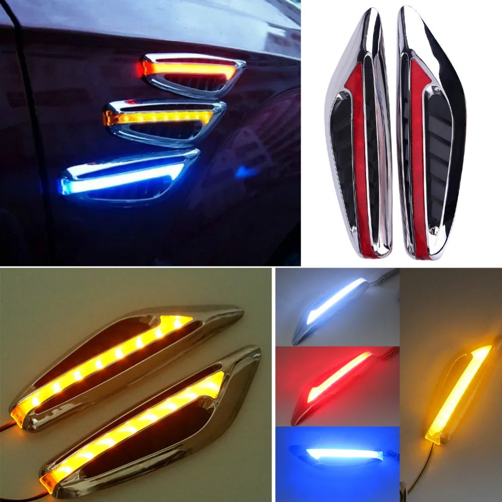 

2PC Steering Light Fender Side Lamp DC 12V Blade Shape Auto Car LED Lights Marker Turn Signal Light Car Styling Red White Amber