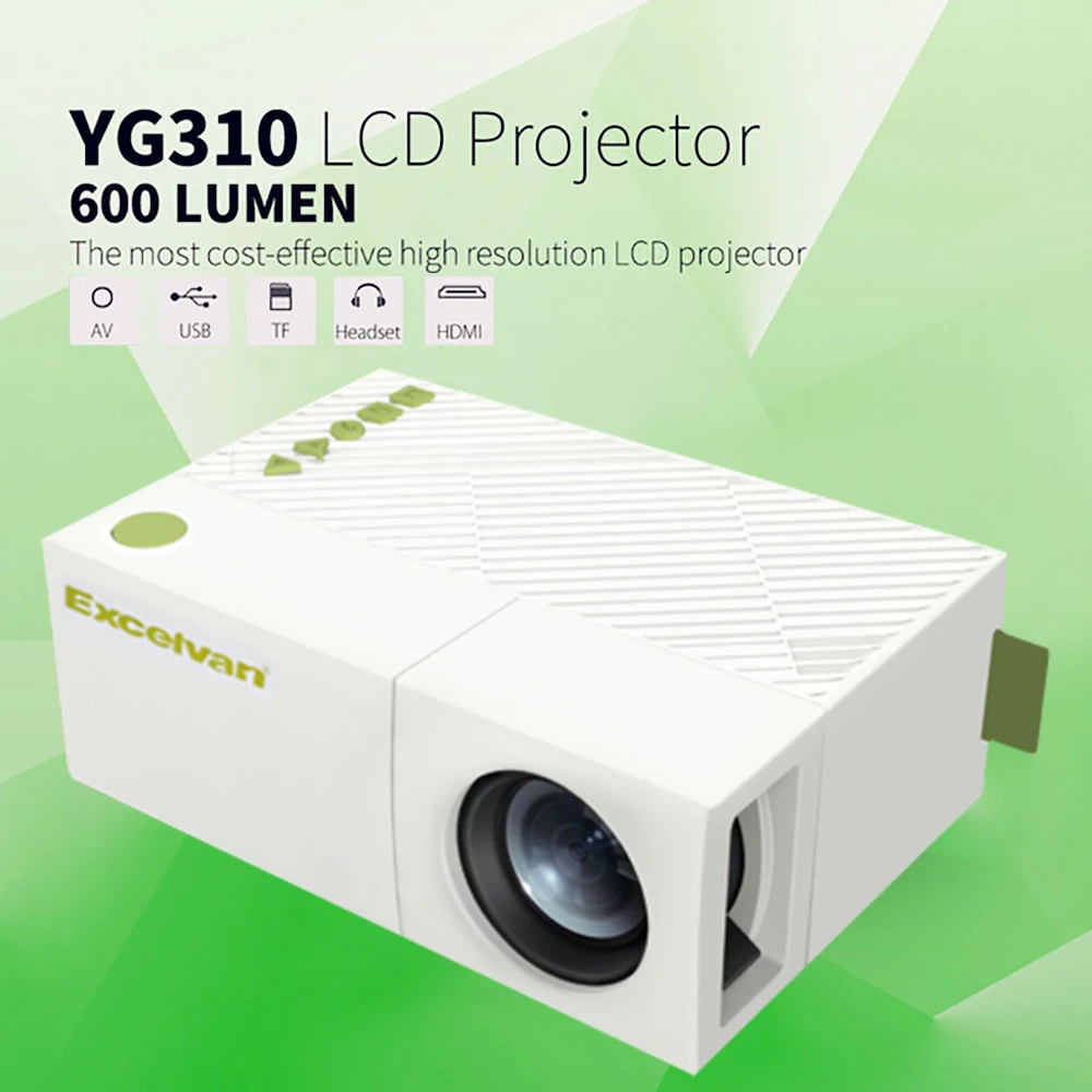 Портативный светодиодный проектор Excelvan YG310 обновленный H100 800LM 3 5 мм 320x240 HDMI USB мини