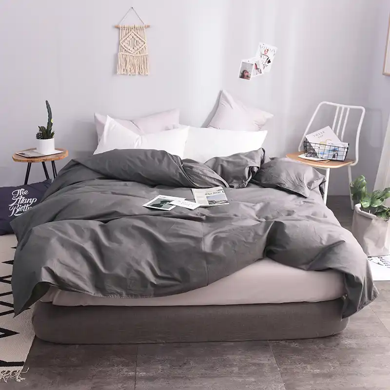 100 Cotton European Style Dark Gray Solid Color Duvet Cover