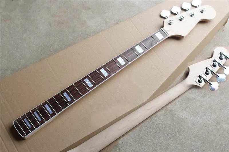 Maple wood 20 Fret For Electric Bass Neck and tuners with Rosewood fingerboardin Guitar Parts