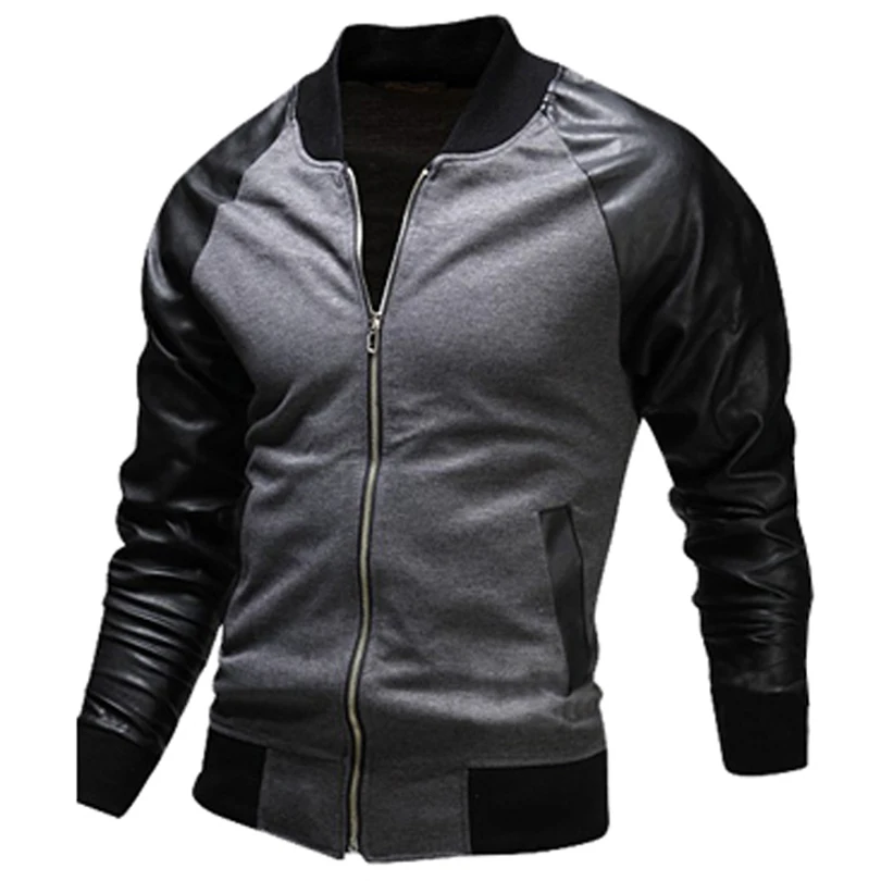 New Black Bomber Jacket Men 16 Fashion Design Pu Leather Sleeve Mens Slim Baseball Jacket Casual Brand College Varsity Jakcet In Jackets From Men S Clothing Accessories