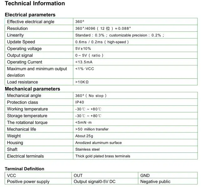 P3022-V1-CW360 миниатюрный 0-5V Аналоговый выход Холла эффект бесконтактный датчик угла