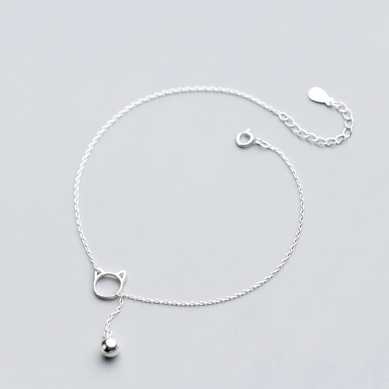MloveAcc New Arrivals 925 Sterling Silver Tassel Cat Bell Charm Anklets Fashion Anklet for Women sterling-silver-jewelry MloveAcc New Arrivals 925 Sterling Silver Tassel Cat Bell Charm Anklets Fashion Anklet for Women sterling-silver-jewelry