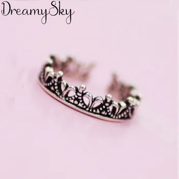 

Romantic Style New Luxury 925 Sterling Silver Crown Retro Rings For Women Wedding Retro Adjustable Size Ring Party Gifts