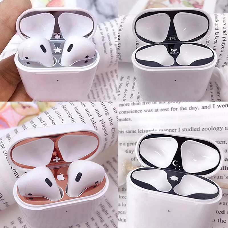 Ультратонкая металлическая Пылезащитная наклейка для Apple AirPods, защитный чехол для Air Pods12, стружка, пылезащитный аксессуар