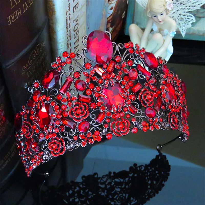 

Vintage Crystal Baroque Queen Bridal Tiara Crown Headbands Women Diadem Hair Ornaments Wedding Bride Hair Jewelry Accessories