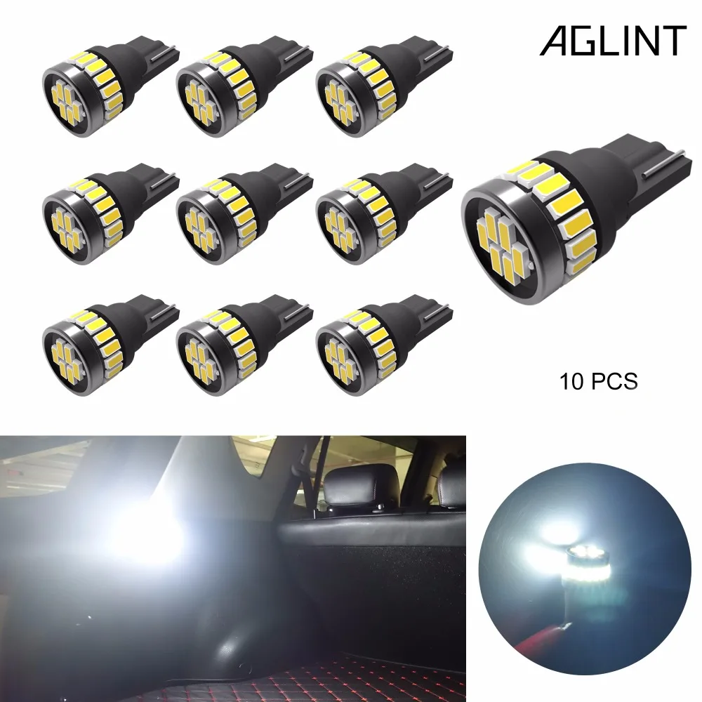 AGLINT 10 шт. автоматическое освещение LED T10 W5W 194 168 2825 3014LED 24 чипы черный FPC для