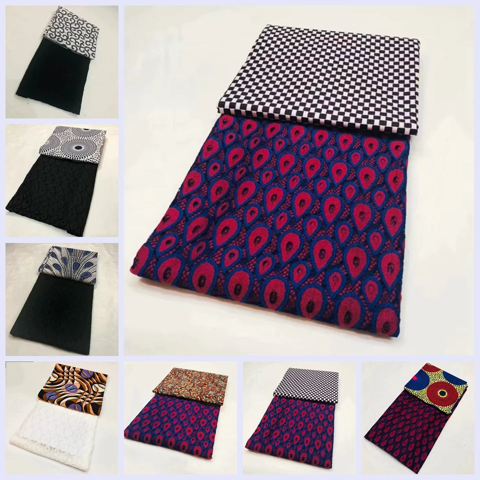

New Arrival African Lace African Ankara Dry Lace Combination Ankara Fabric Lace LSBM-5