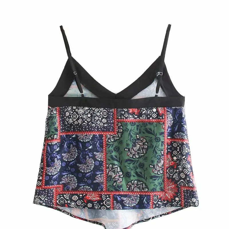 Fashion women The European and American fashion printing condole top BB30-9373