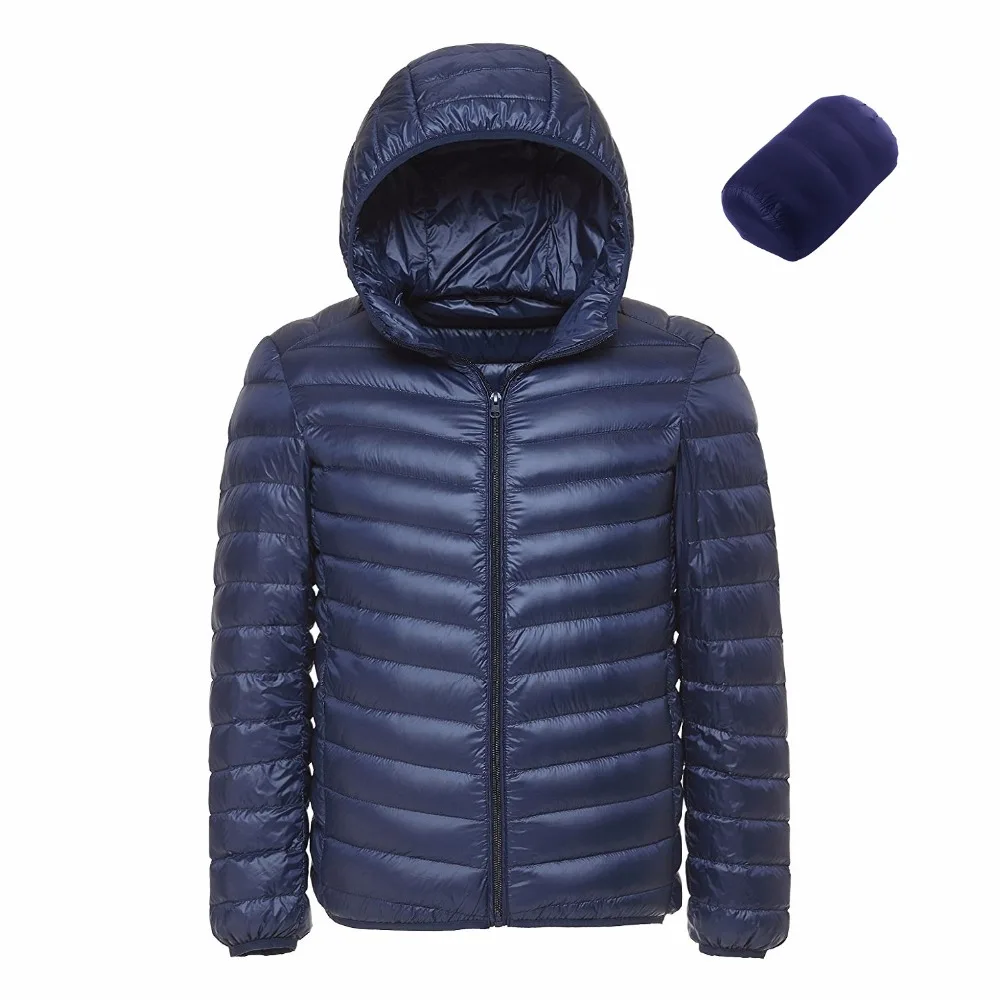 Men Hooded Duck Down Jacket Light Portable Package