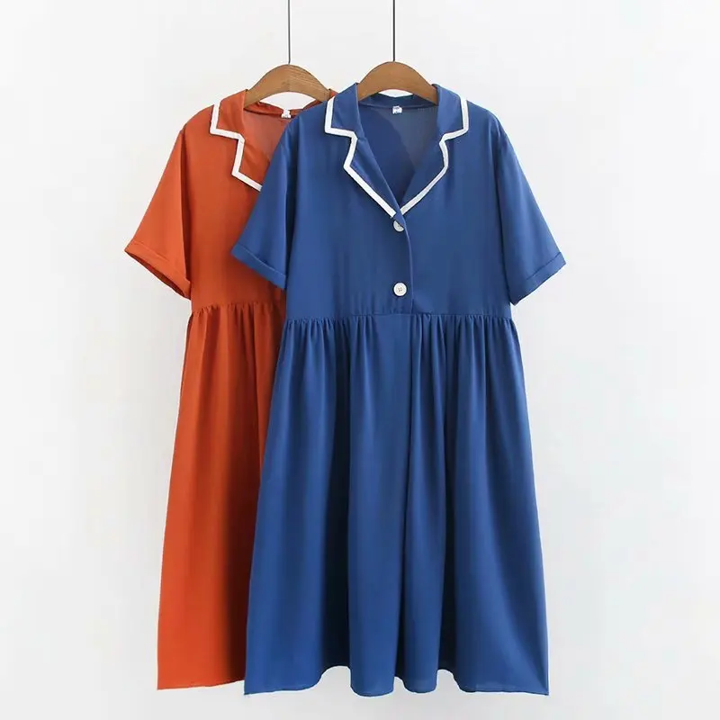 

plus Size Casual Dresses Summer 2019 Women Clothing Fashion Loose Short sleeve chiffon Dress S68-134